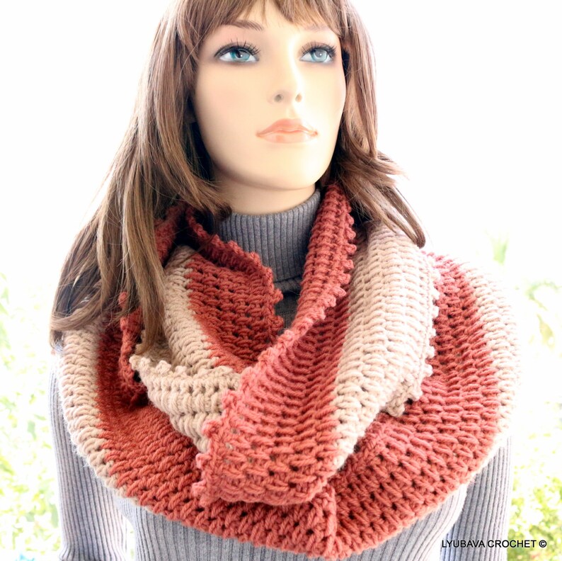 Crochet Infinity Scarf Tutorial PATTERN. Two Colors Scarf Easy Etsy