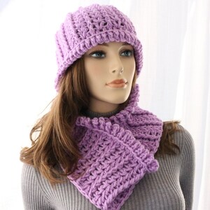 Lavender Hat and Scarf Set - Etsy display picture 2