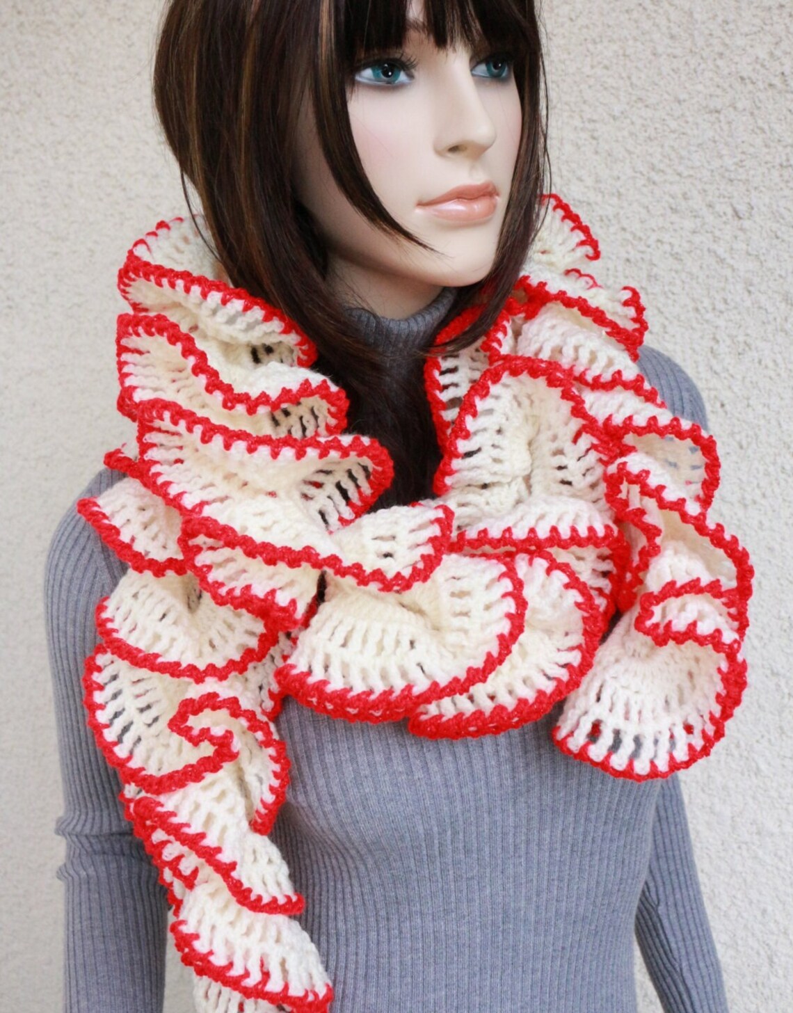 CROCHET PATTERN Ruffle Scarf Crochet Pattern. Unique Scarf Etsy