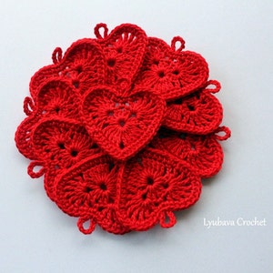 Crochet PATTERN mini heart. Crochet gift applique. Valentine's Day crochet pattern. Crochet small hearts easy pattern. Download PDF #177