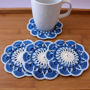 Crochet PATTERN &quot;Greek Islands&quot; Coasters. Colorful crochet coasters tutorial pattern. Crochet home decor DIY gifts. Download PDF #194
