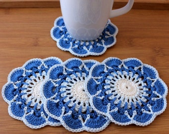 Crochet PATTERN "Greek Islands" Coasters. Colorful crochet coasters tutorial pattern. Crochet home decor DIY gifts. Download PDF #194