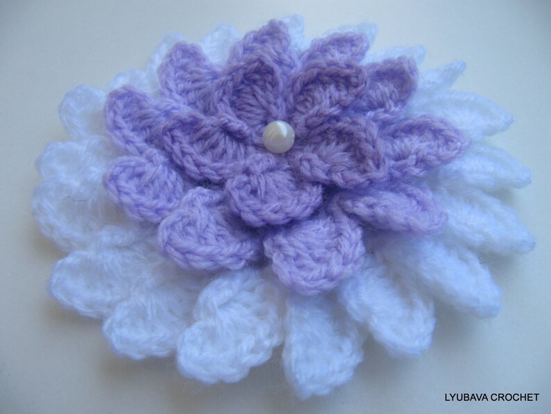 Crochet PATTERN lilac flower unique design. Crochet 3d flower pattern. Large crochet flower pattern. Download PDF 37 image 4