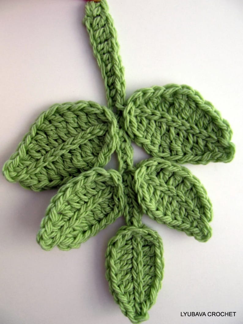 Crochet PATTERN Branch of Leaves. Crochet leaves tutorial pattern. Leaves on branch crochet pattern. Crochet leaves pattern Download PDF 76 image 3