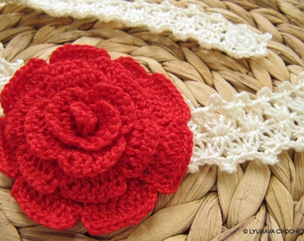 Crochet Rose Flower Headband Pattern: Baby Girl Gift DIY (PDF Download) #96