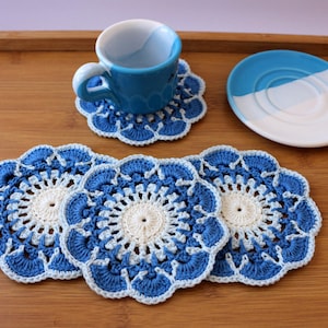 Crochet PATTERN Coasters Greek Islands: Colorful Coaster Step-by-step Tutorial English US Terms, Home Decor Diy Gift Digital File PDF #194