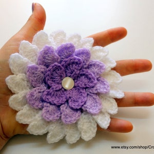 Crochet PATTERN lilac flower unique design. Crochet 3d flower pattern. Large crochet flower pattern. Download PDF 37 imagen 3