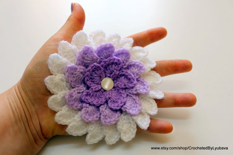 Crochet PATTERN lilac flower unique design. Crochet 3d flower pattern. Large crochet flower pattern. Download PDF 37 image 3