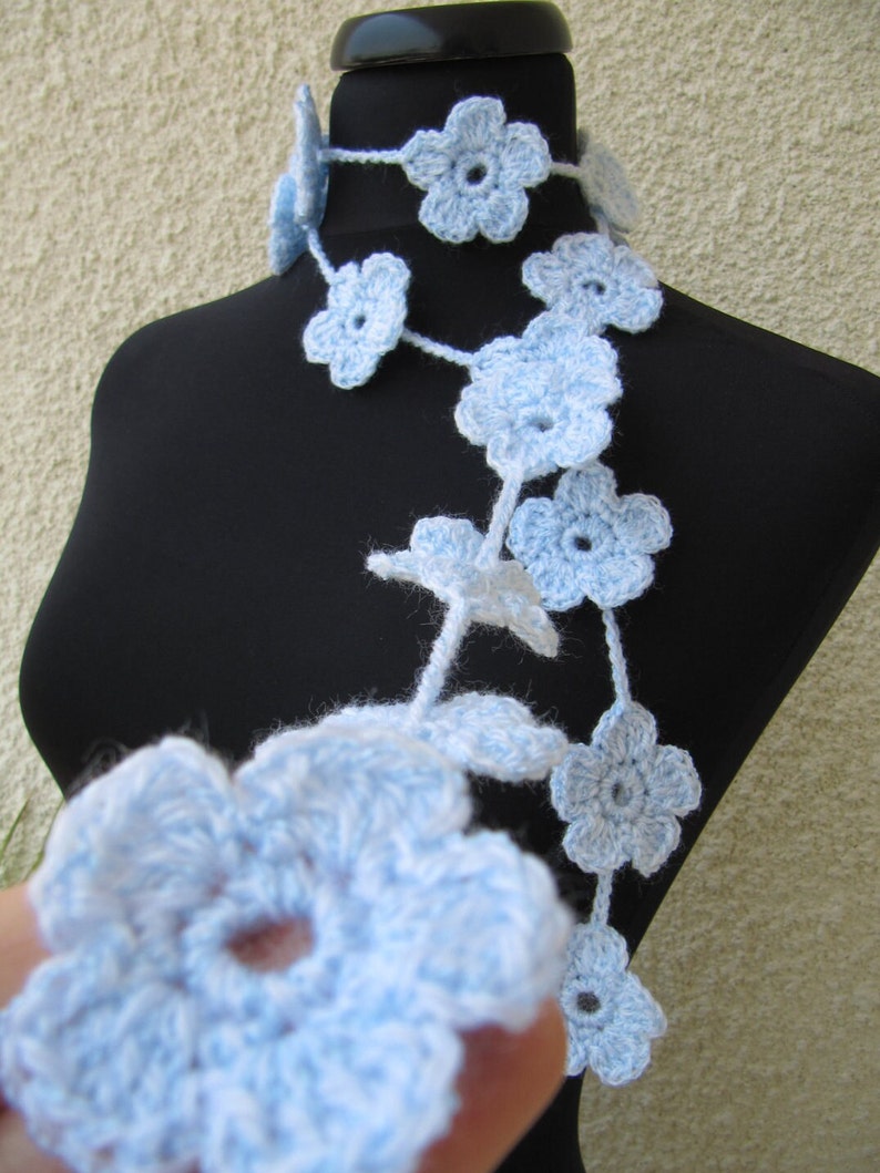 CROCHET PATTERN Flower Scarf Lariat. Tutorial crochet floral scarf pattern. Crochet flowers garland pattern. Download PDF 29 image 3