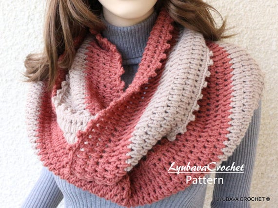Crochet Infinity Scarf Pattern Scarf Two Colors Circle Scarf Diy Scarf Gift For Her Instant Download Pdf Pattern 141 Lyubava Crochet