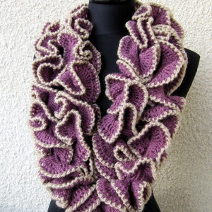 Crochet PATTERN ruffle scarf unique design. Women's crochet ruffled scarf tutorial pattern. Download PDF 114 image 2