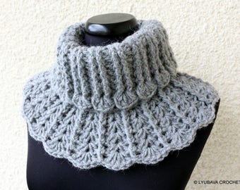 Chunky Crochet Neckwarmer Pattern: Easy Cowl Tutorial (PDF Download #155)