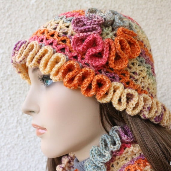 Crochet Hat Pattern: Women's Autumn Flower Beanie (PDF