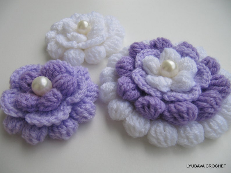 CROCHET PATTERN Flower Lilac Mosaic, Beautiful Flower Unique Design Easy Pattern, Crochet 3D Flowers Diy Gifts, Download PDF Pattern 75 image 3
