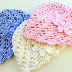 Crochet PATTERN Baby Hat with Flower. Easy crochet summer hat for baby. Tutorial crochet hat pattern baby shower gift DIY. Download PDF 133 image 3