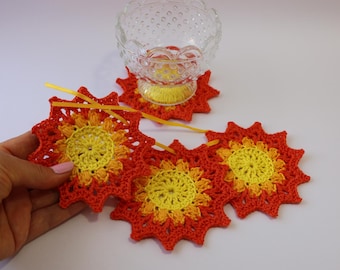 Crochet Coaster Pattern: Colorful Flashlight Design (PDF Download) #190
