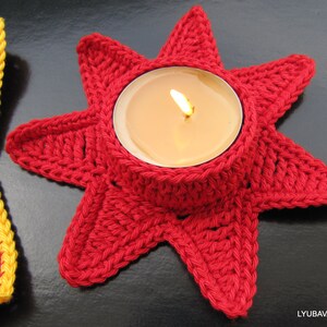 CROCHET PATTERN Red Star Tea Light Holder, Home Decor Christmas Crochet Pattern, Easy Crochet Pattern Christmas Gifts Idea, Download PDF #57