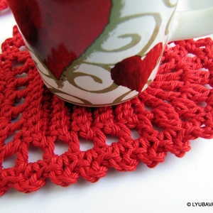 Crochet PATTERN Red Heart Coasters. Easy crochet hearts. Christmas home decor gifts DIY. Valentine's Day crochet gifts. Download PDF 38 image 4