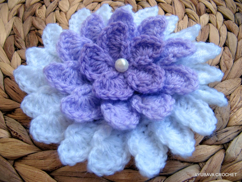 Crochet PATTERN lilac flower unique design. Crochet 3d flower pattern. Large crochet flower pattern. Download PDF 37 imagen 1