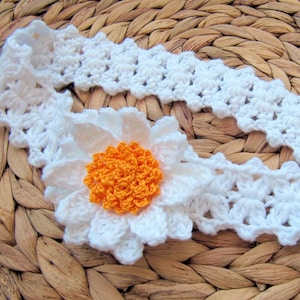 Crochet PATTERN Daisy Flower Headband. Easy crochet flower tutorial pattern. Baby girl crochet gift DIY. Download PDF #93