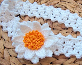 Crochet PATTERN Daisy Flower Headband. Easy crochet flower tutorial pattern. Baby girl crochet gift DIY. Download PDF #93