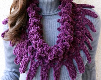Chunky Fringe Crochet Scarf Cowl PATTERN: Easy PDF Download #127