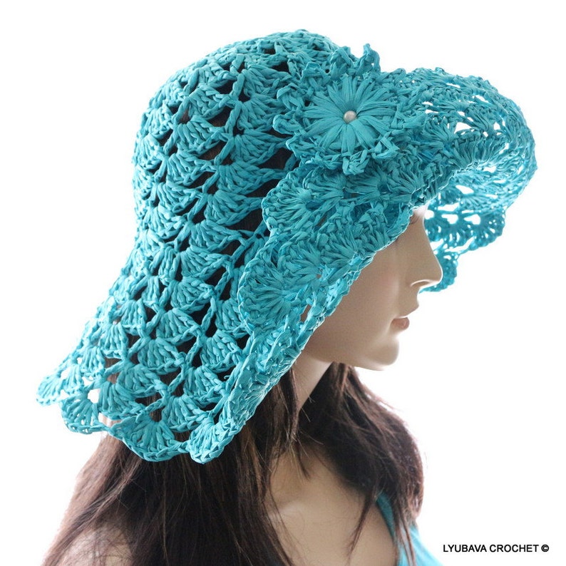 Crochet sun hat tutorial PATTERN. Raffia yarn hat pattern. Etsy