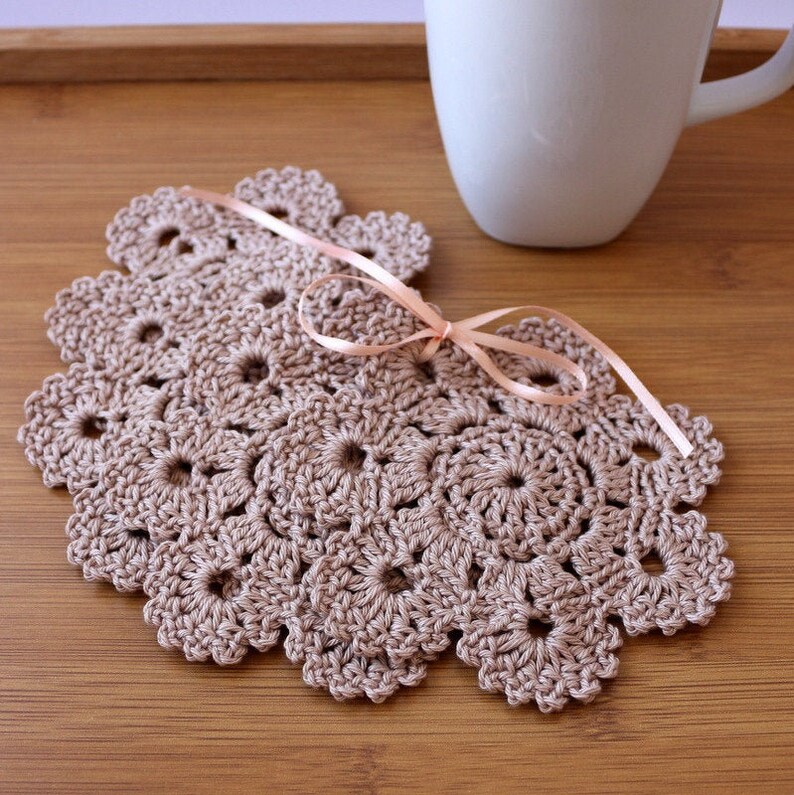 Flower 7Petals crochet coasters PATTERN. Crochet home decor Etsy