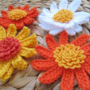 Crochet PATTERN Gerbera Daisy Flower. Easy crochet flower tutorial pattern. Spring Summer crochet flower beginner pattern. Download PDF 79 image 2