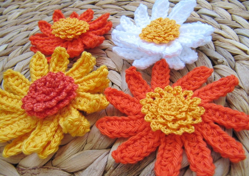 Crochet PATTERN Gerbera Daisy Flower. Easy crochet flower tutorial pattern. Spring Summer crochet flower beginner pattern. Download PDF 79 image 2