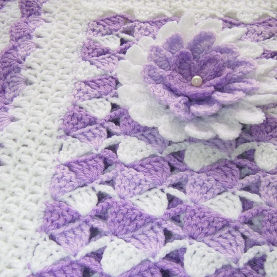 Crochet PATTERN Beautiful Lilac Baby Blanket With Flower. Easy Crochet Baby Blanket Tutorial Pattern. Baby Shower Gift DIY. Download PDF 23 Etsy Canada