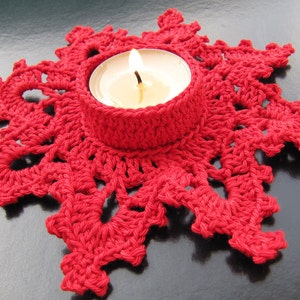 Crochet PATTERN Tea Light Holder Melting Snowflake. Winter crochet home decor tutorial pattern. Christmas crochet gift DIY. Download PDF #60