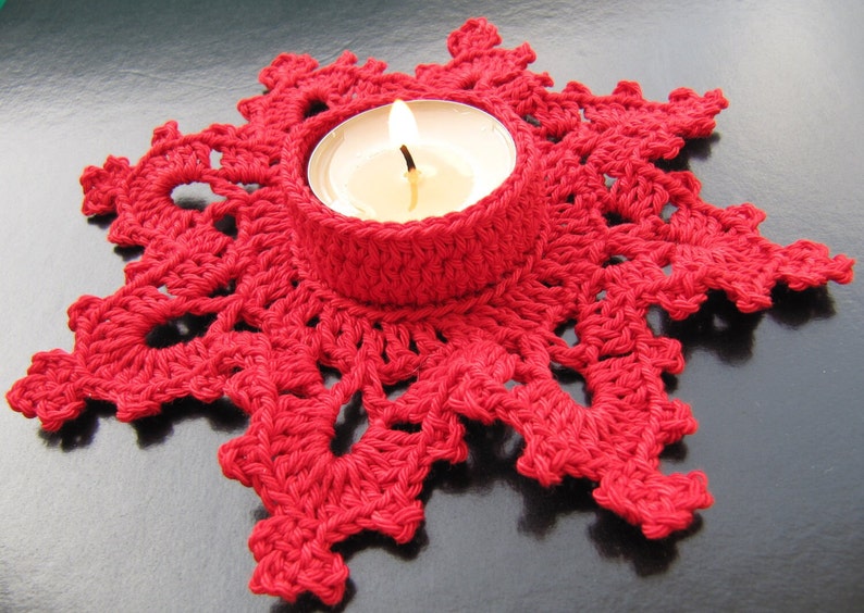 CROCHET PATTERN Tea Light Holder Melting Snowflake, Christmas Crochet Pattern, Unique Crochet Winter Gifts Idea, Download PDF Pattern #60