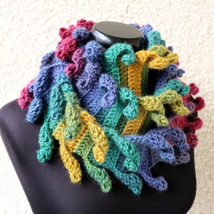 Crochet PATTERN Scarf Carnival: Easy Fast Tutorial Multicolor Chunky Yarn English US, Beginner Pattern Scarf Unique Design Download PDF #156