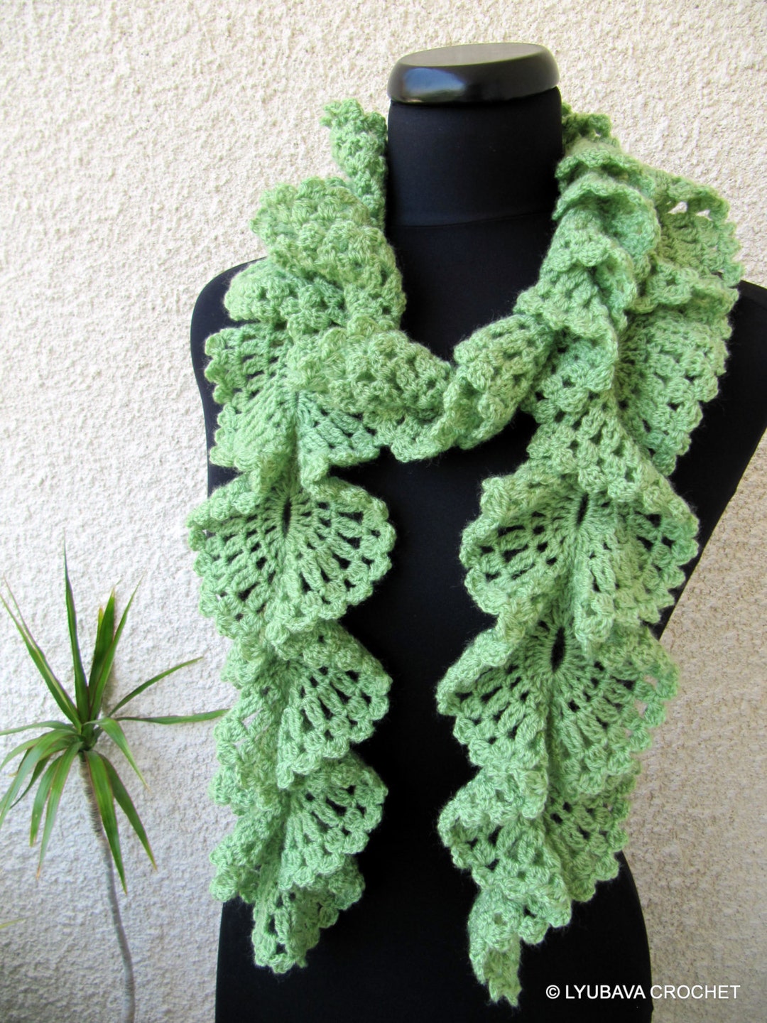 Crochet Ruffle Lace Scarf Pattern: Easy Women's Scarf (PDF Download ...