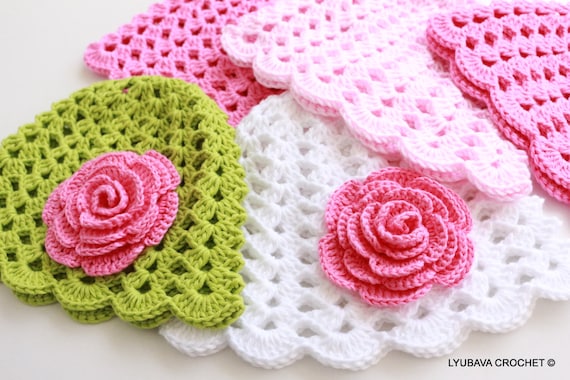 crochet flower pattern for baby hat