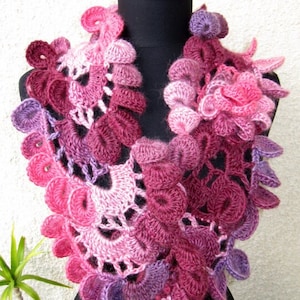 CROCHET PATTERN Unique Scarf Tutorial, Crochet ''Lyubava'' Scarf Pattern, Multicolor Yarn Chunky Crochet Diy Scarf Women, Download PDF #52