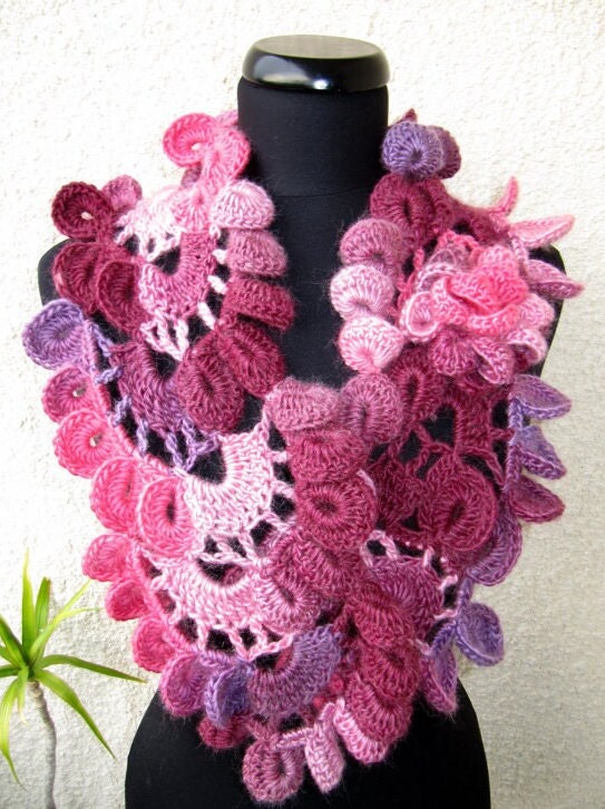 Unique crochet Lyubava scarf PATTERN. Multicolor chunky yarn crochet …