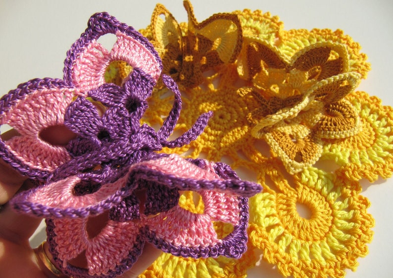 Crochet butterfly tutorial PATTERN. 3d butterflies crochet pattern. Spring-summer crochet decor DIY crafts. Instant download PDF pattern 16 afbeelding 5