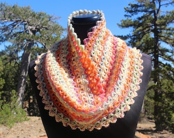 Crochet PATTERN Autumn Colors Cowl Scarf. Easy crochet circle scarf pattern. Women's crochet scarf beginner pattern. Download PDF #195