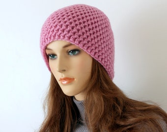 HAND CROCHET HAT, Winter Hat, Warm Hat for Women, Pink Hat, Hand Crocheted Item, Chunky Crochet Hat, Winter Gift Women, Milimagfa Handmade