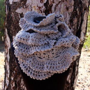Crochet PATTERN Ruffle Scarf Troodos. Chunky crochet ruffled scarf tutorial pattern. Unique design crochet scarf women. Download PDF 196 image 2
