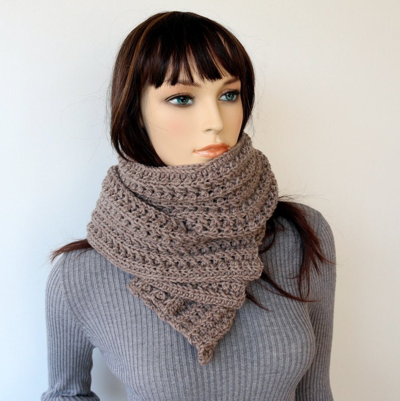 Hand crocheted scarf Beige scarf Long scarf Autumn gift image 10