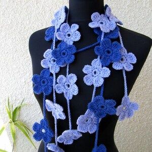 CROCHET PATTERN Flower Scarf Lariat. Tutorial crochet floral scarf pattern. Crochet flowers garland pattern. Download PDF 29 image 4