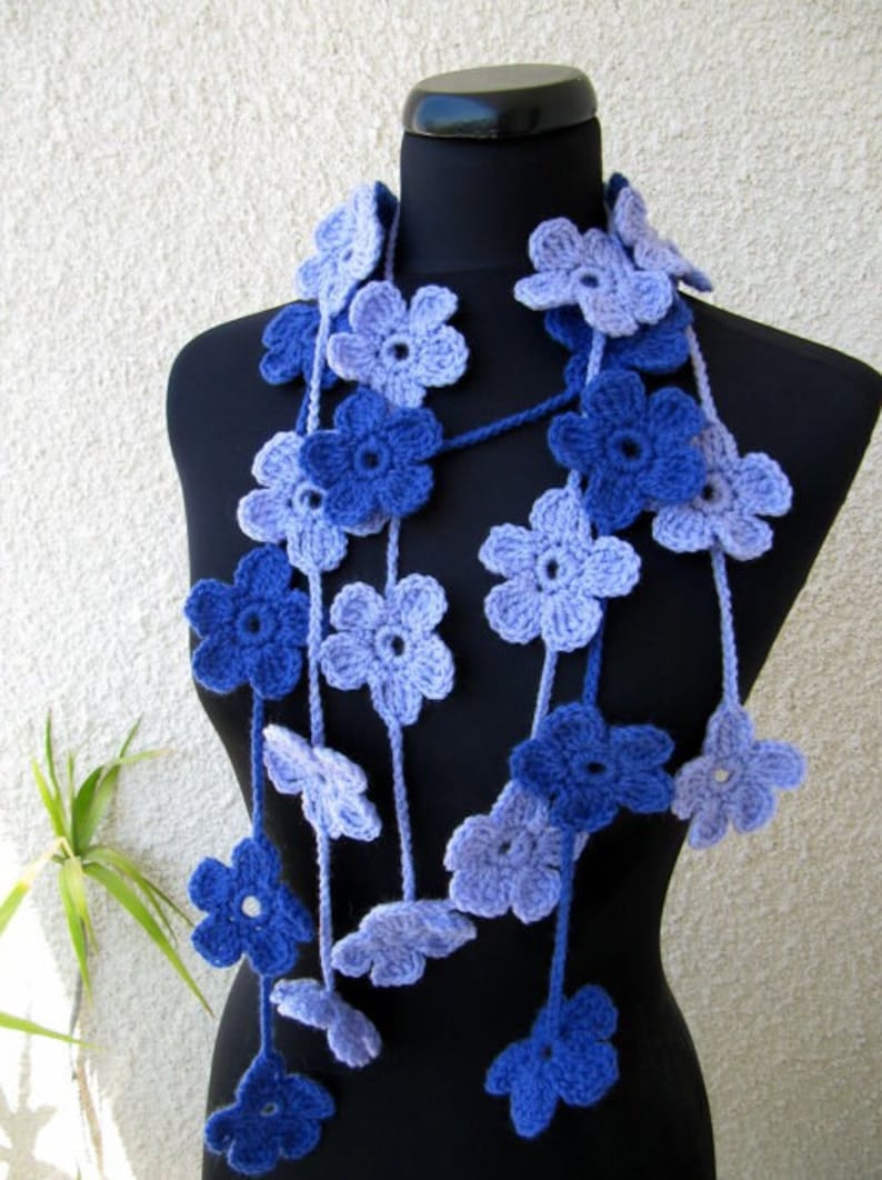 CROCHET PATTERN Flower Scarf Lariat. Tutorial crochet floral scarf pattern. Crochet flowers garland pattern. Download PDF 29 image 4