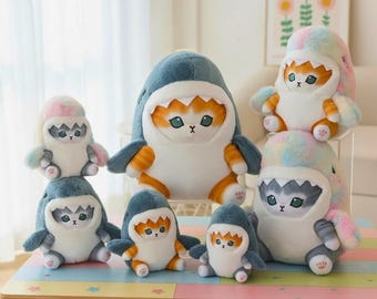 Pluszowa zabawka w kształcie kota rekina, pluszowe zwierzątko Kawaii, miękki i przytulaśny towarzysz kotka