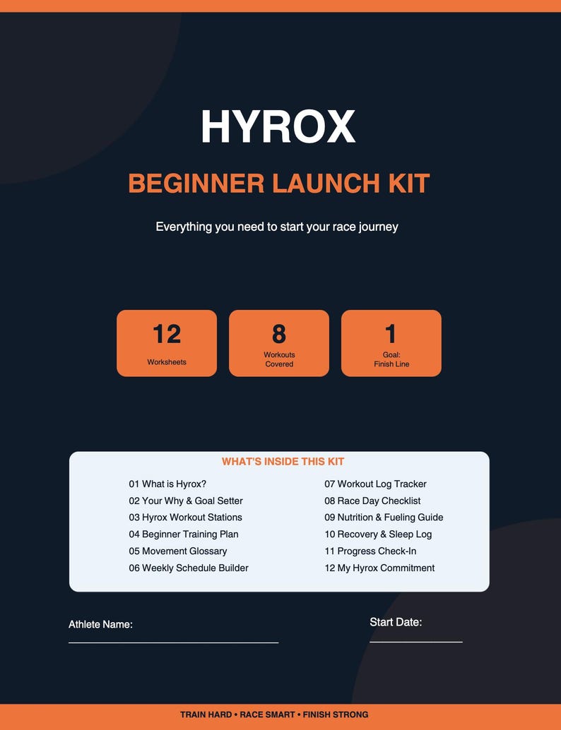 Hyrox Prep Plan.pdf Hyrox Beginner Launch Worksheet Kit | Workout Plans | Guide | Fitness ...