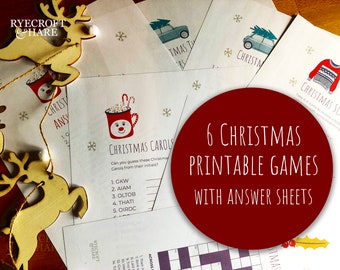 6 Printable Christmas Games Bundle, Christmas Games, Office Party Games, Family Party Games, Zoom Party Games, Game Downloads, Christmas fun