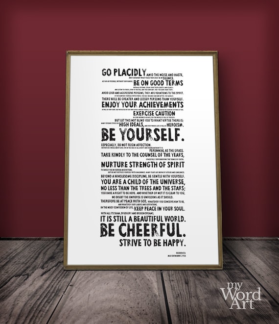 Desiderata Poem Poster Download Go Placidly Amidst The Etsy