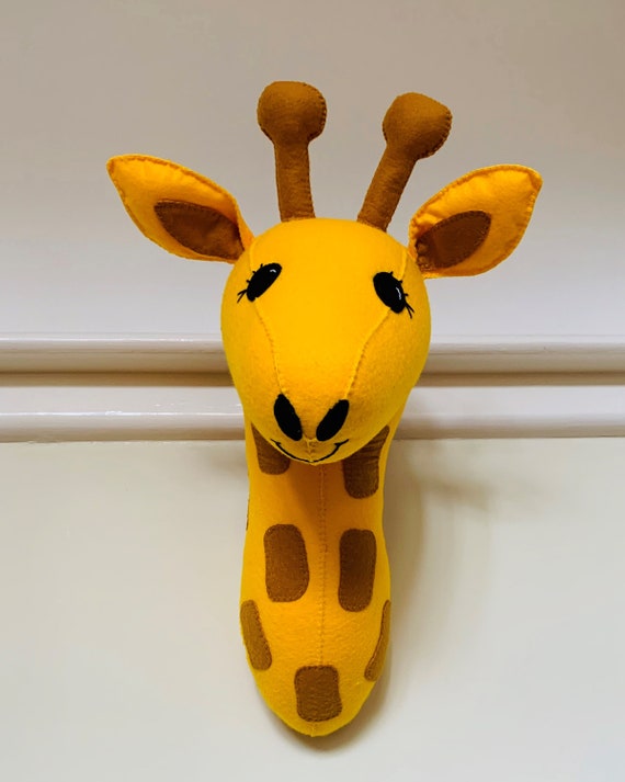 stuffed giraffe head wall mount
